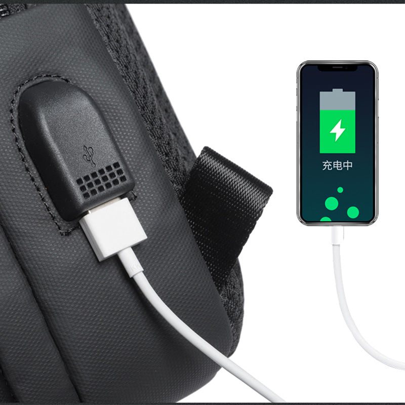 New Cool Fashion Leisure Travel Outdoor All-Match Multi-Compartment Technology USB Shoulder Bag Men's Chest Bag