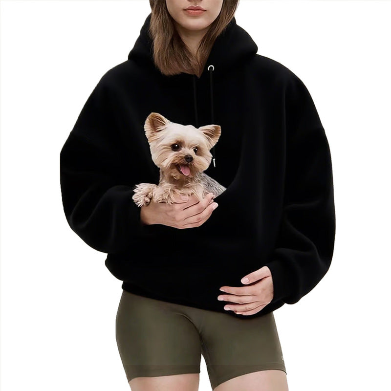 Pet Carrier Hoodie, Hands-Free Dog & Cat Carry Bag, Unisex Sweatshirt for Small Pets