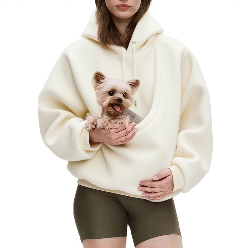 Pet Carrier Hoodie, Hands-Free Dog & Cat Carry Bag, Unisex Sweatshirt for Small Pets