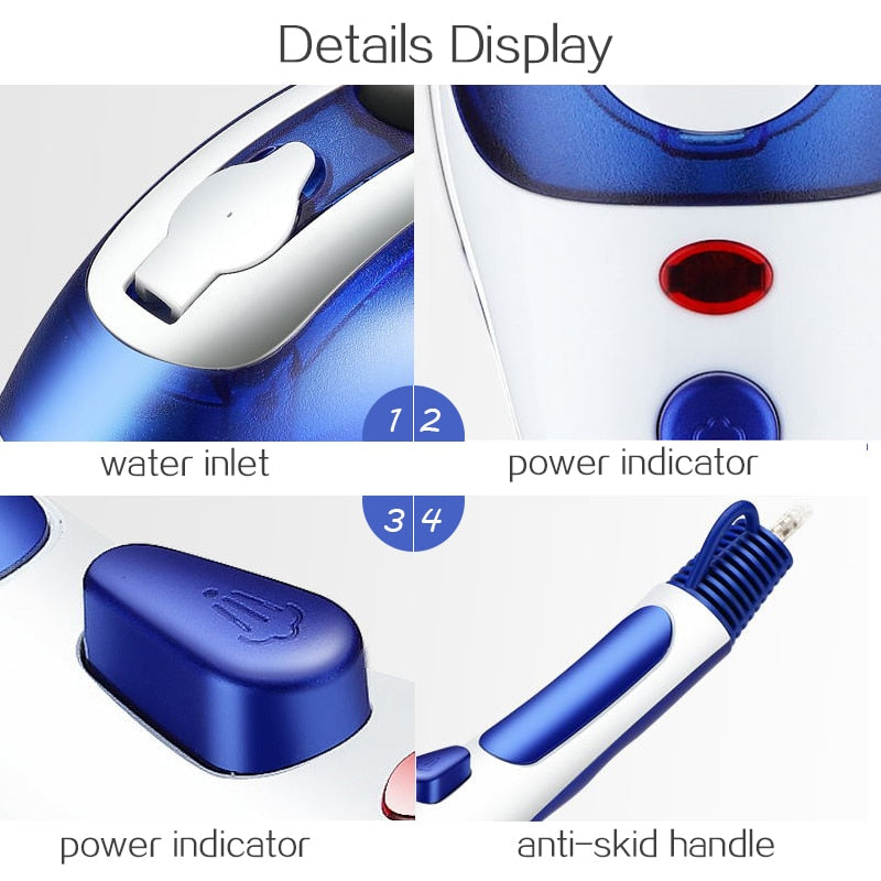 800w Handheld Garment Steamer Portable Home and Travel Fabric Steamer Fast Heat Up Removable Water Tank Steam Iron