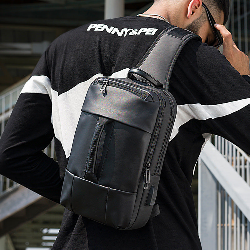 New Cool Fashion Leisure Travel Outdoor All-Match Multi-Compartment Technology USB Shoulder Bag Men's Chest Bag