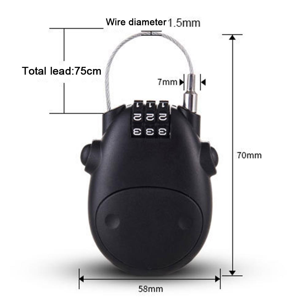 Telescopic Wire Rope Steel Cable Combination Lock Luggage Suitcase Sled Motorcycle Helmet Combination Lock