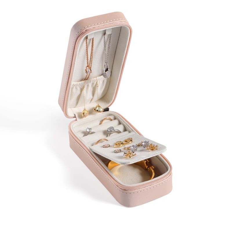 Casegrace Small Travel Jewelry Box Organizer Portable PU Leather Earrings Ring Necklace  Jewelry Case Velvet Jewellery Box